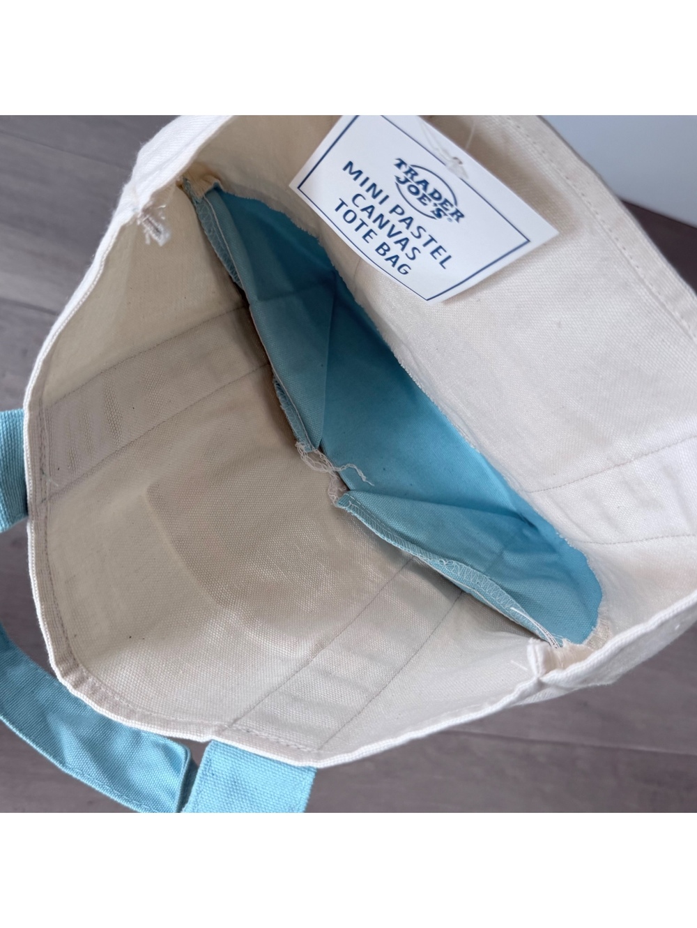 Trader Joe's Mini Pastel Canvas Tote Bag - Light Blue - Picture 5 of 6